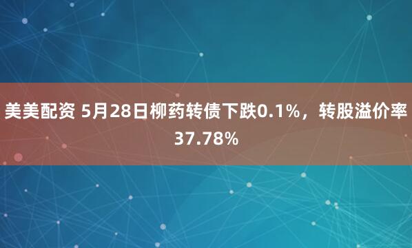 美美配资 5月28日柳药转债下跌0.1%,转股溢价率37.78%